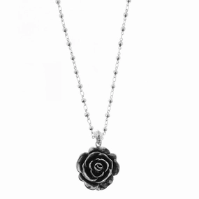 2028 Jewelry Antiqued Flower Pendant Beaded Necklace 14"   3" Extender