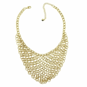 2028 Jewelry Gold Linking Statement Chain Bib Necklace 16"   3" Extender