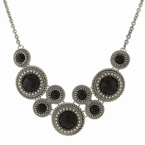 2028 Jewelry Moderna Round Faceted Stone Bib Necklace For Women 16"   3" Extender"