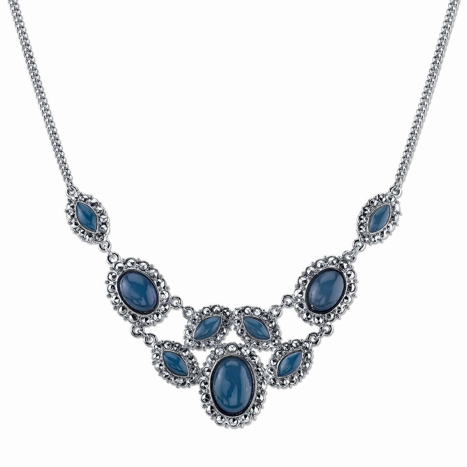 2028 Jewelry Multi Stone Textured Bib Necklace 16"   3" Extender