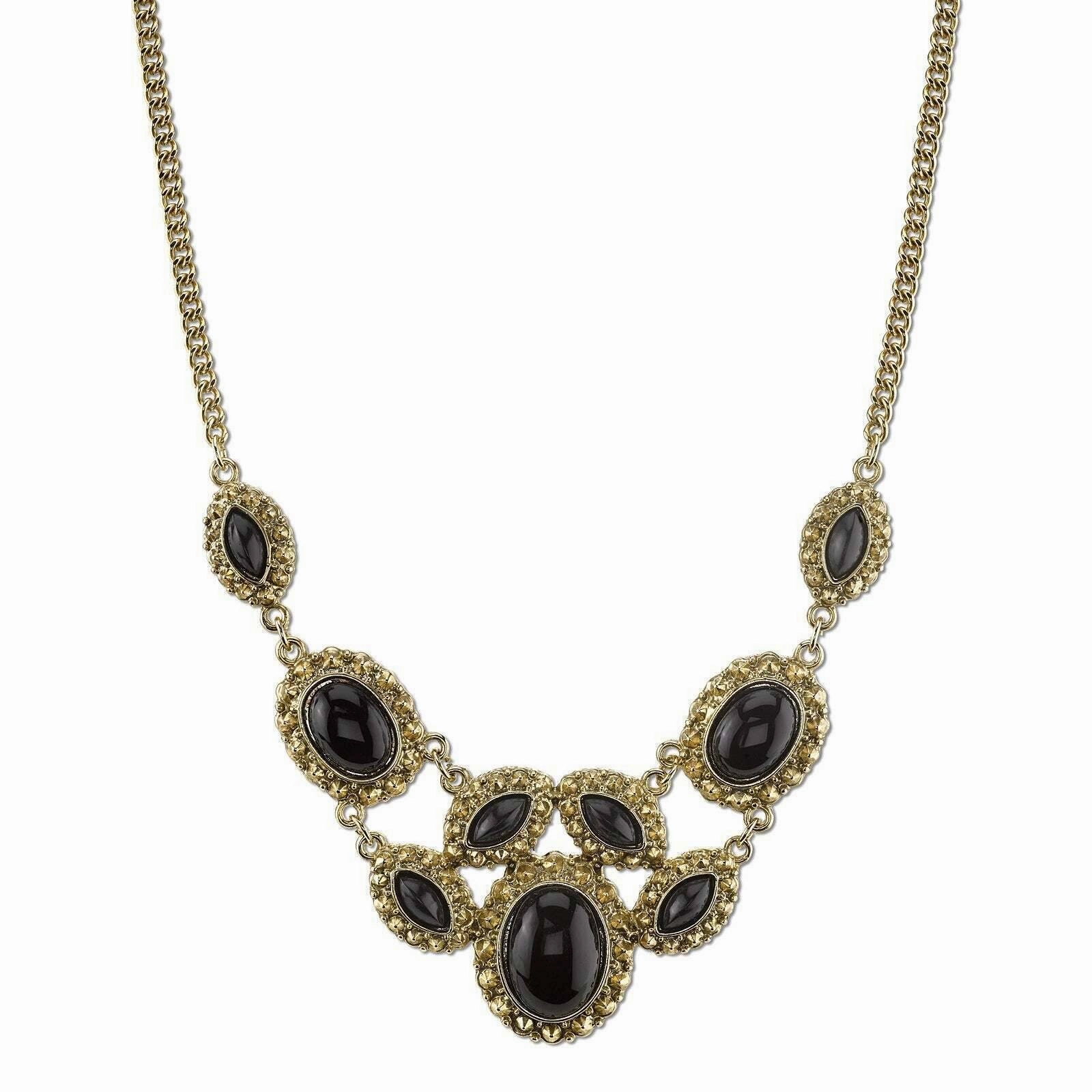 2028 Jewelry Multi Stone Textured Bib Necklace 16"   3" Extender
