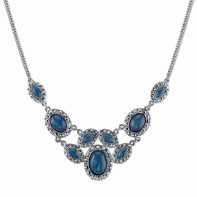 2028 Jewelry Multi Stone Textured Bib Necklace 16"   3" Extender