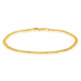 9ct Yellow Gold Concave Extra Flat 80Gauge 3mm Curb 19cm Bracelet
