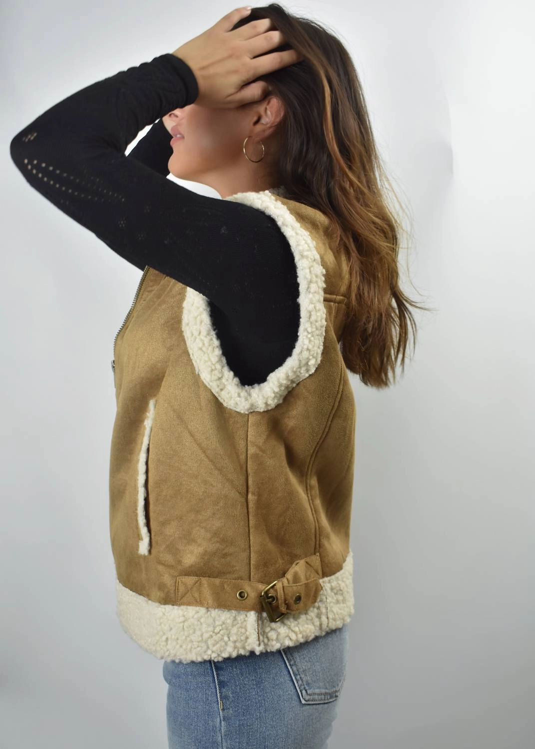 "it Girl" Shearling Vest In Beige