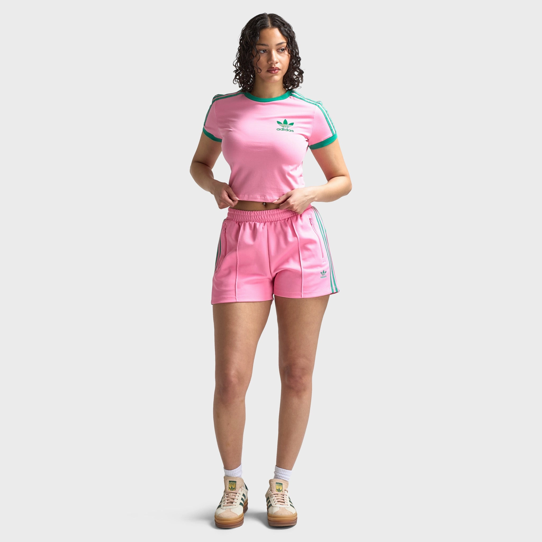 adidas Women's Baby Tee Bliss Pink / Semi Court Green