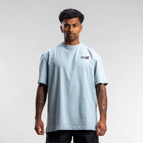 Checkered Block Tee Unisex Sky