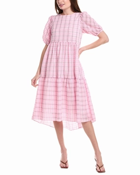 English Factory Plaid Midi Dress