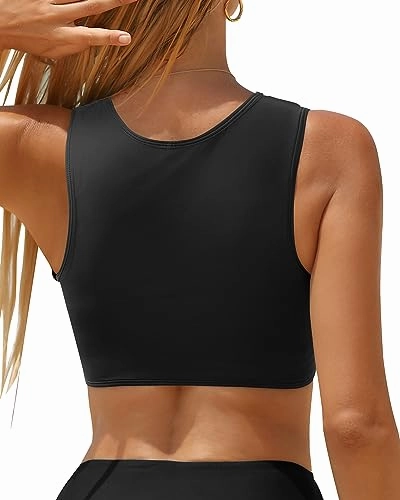 High Neck Bikini Top Full-Covered Crop Top