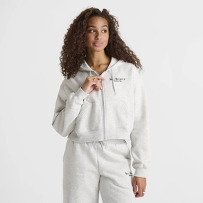 New Balance Women's Linear Crop Full Zip Hoodie / Black