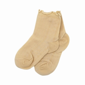 Patterned Scallop Rib Socks - Cream