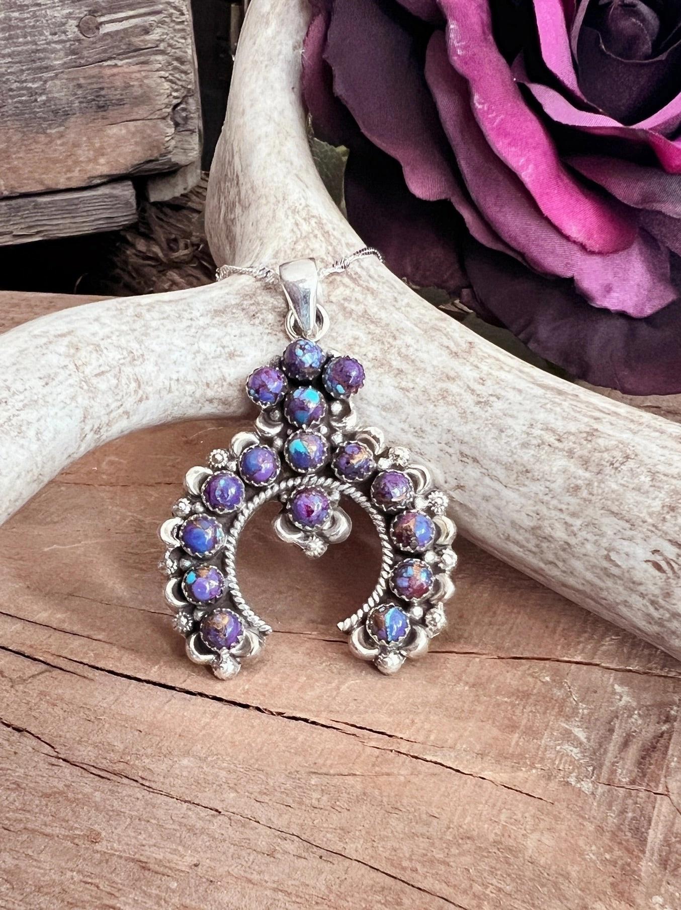 Under The Purple Clouds Navajo Sterling Silver Necklace