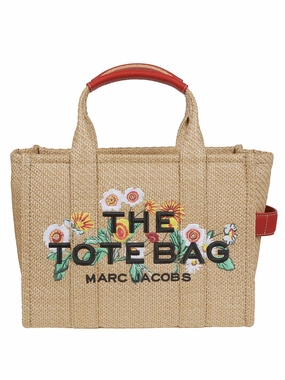 Woven Medium Tote With Leather Trim