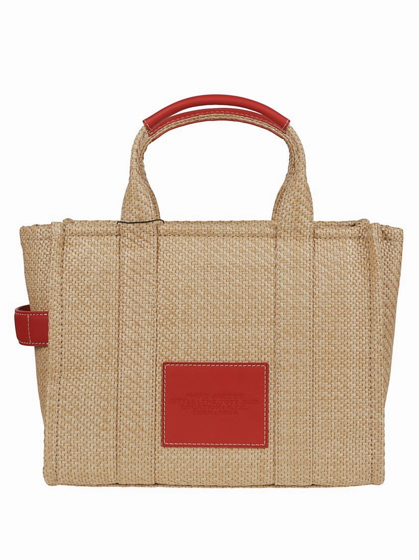Woven Medium Tote With Leather Trim